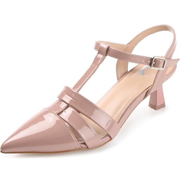 Journee Collection Jazlynn Pointed Toe Slingback Heels Size US 7.5M Blush Pink - Picture 1 of 4